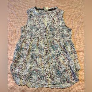 Knox Rose Multicolor Paisley Button-Down Blouse